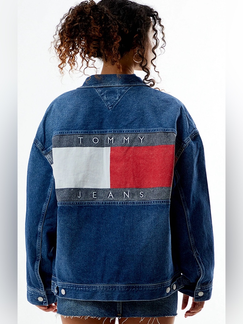 💙 NWT Tommy Jeans Oversized Flag Back Denim Trucker Jacket Medium💙
